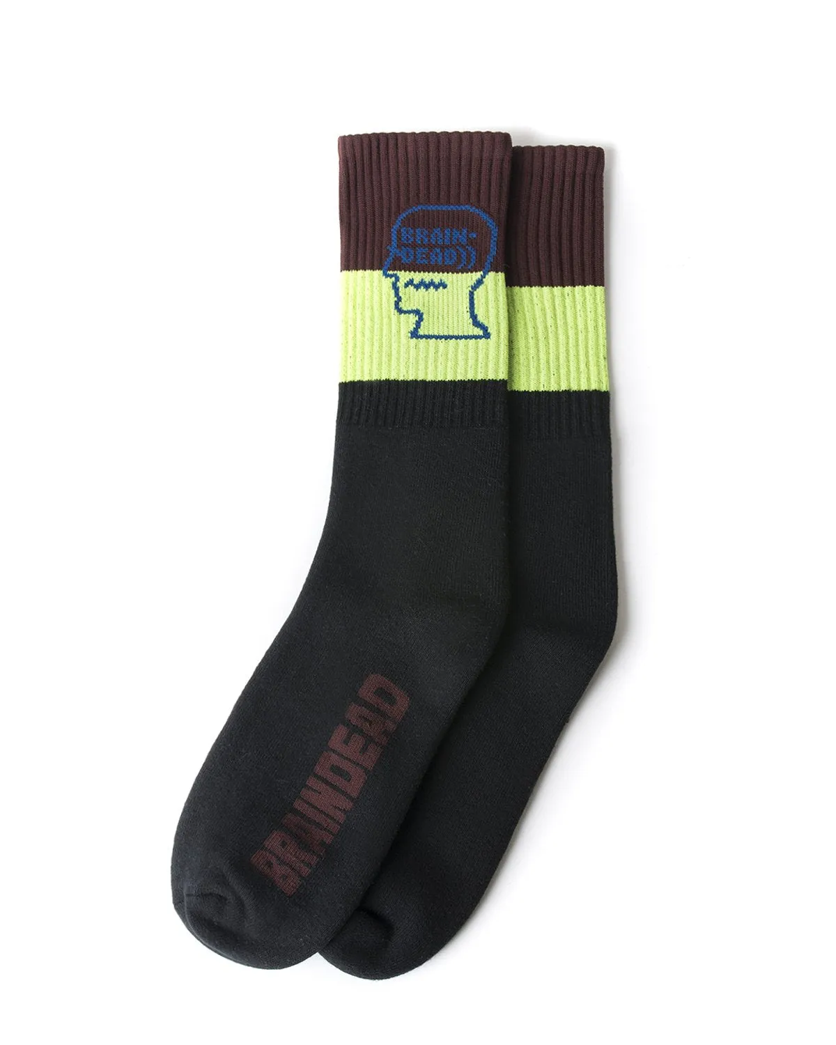 Logo Head Stripe socks - black- lime/blue/brown