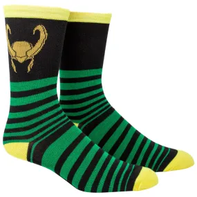 Loki Helmet Striped Crew Socks