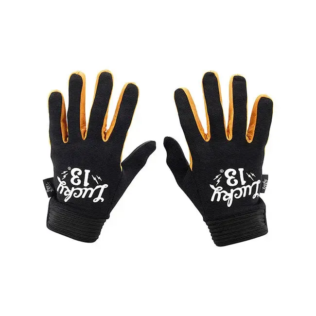 Lucky 13 Shocker Leather & Textile Gloves Black / Yellow