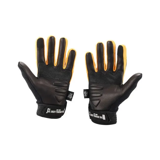 Lucky 13 Shocker Leather & Textile Gloves Black / Yellow