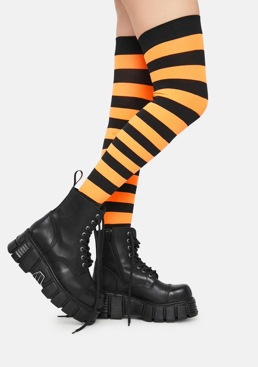 Make U Pay Striped Thigh Highs