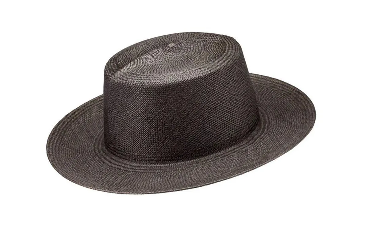 MAVIS WIDE BRIM PANAMA STRAW HAT - BLACK