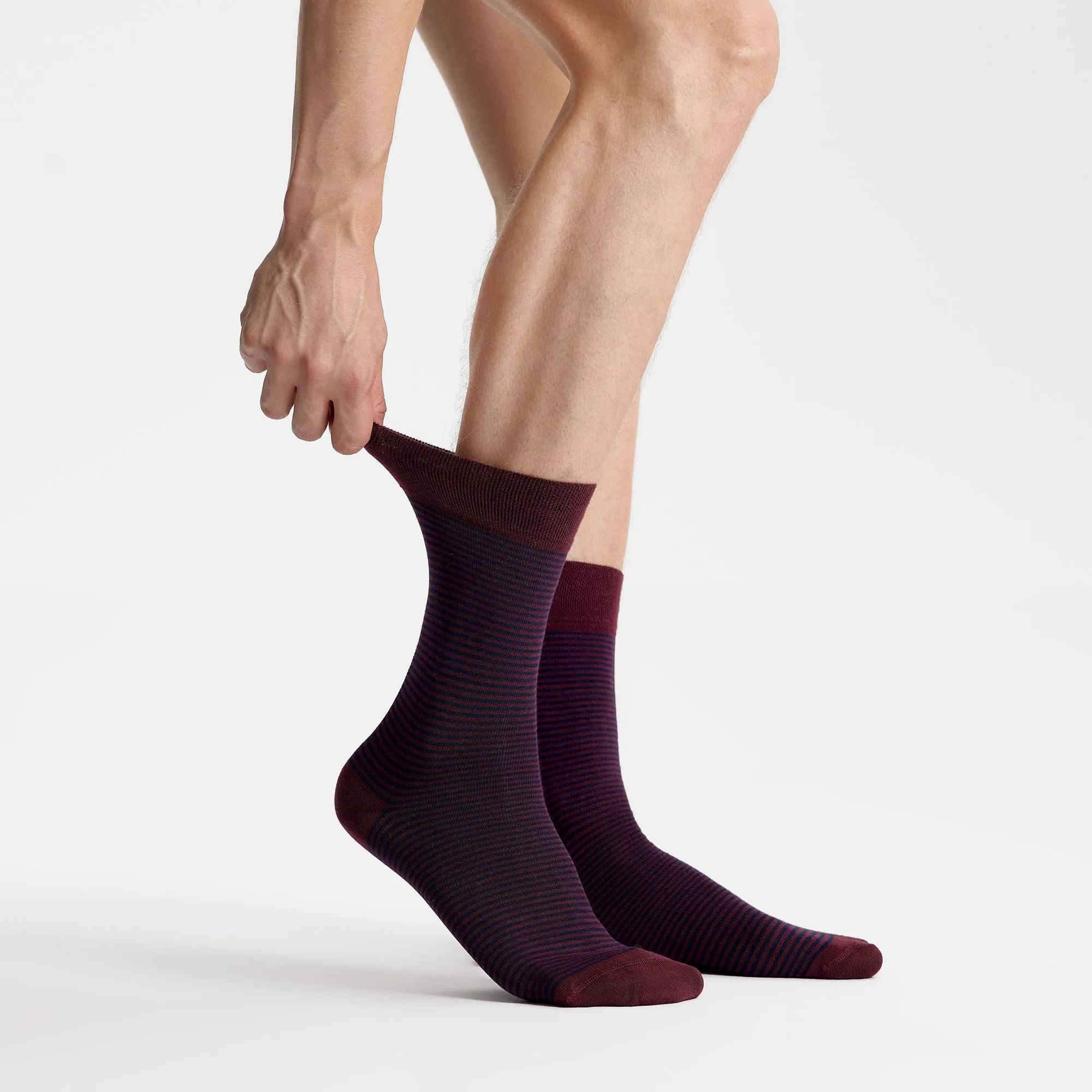 Men's Bamboo Dress Socks • Striped Pack of 1/3/5 Pairs • Burgundy