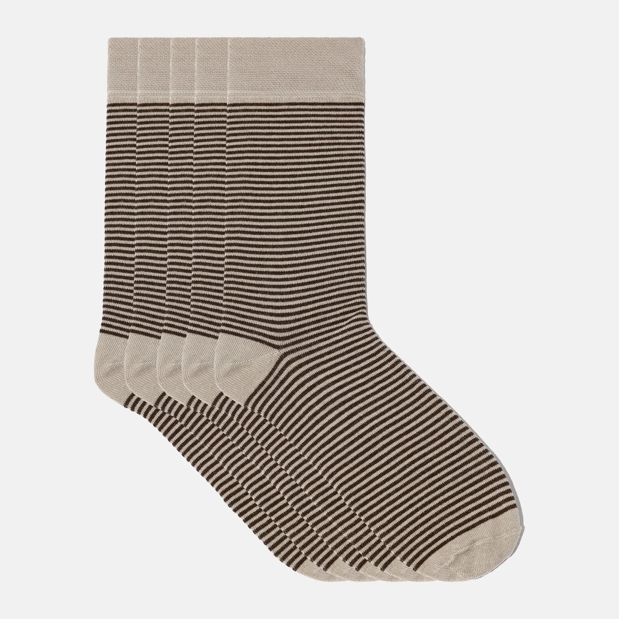 Men's Bamboo Dress Socks • Striped Pack of 1/3/5 Pairs • Camel Khaki