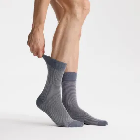 Men's Bamboo Dress Socks • Striped Pack of 1/3/5 Pairs • Ocean Grey