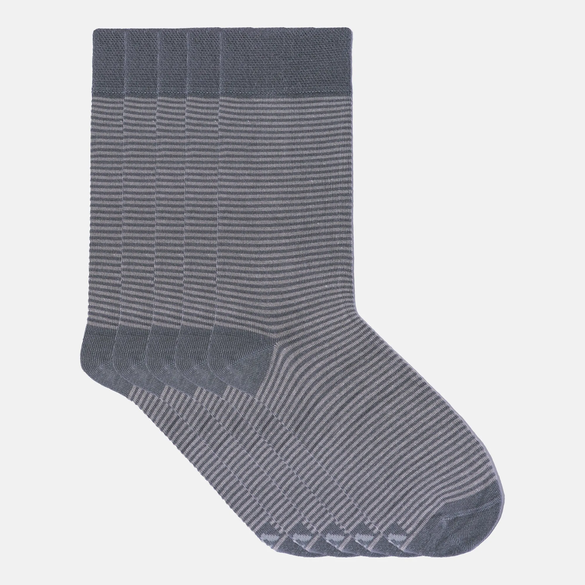 Men's Bamboo Dress Socks • Striped Pack of 1/3/5 Pairs • Ocean Grey