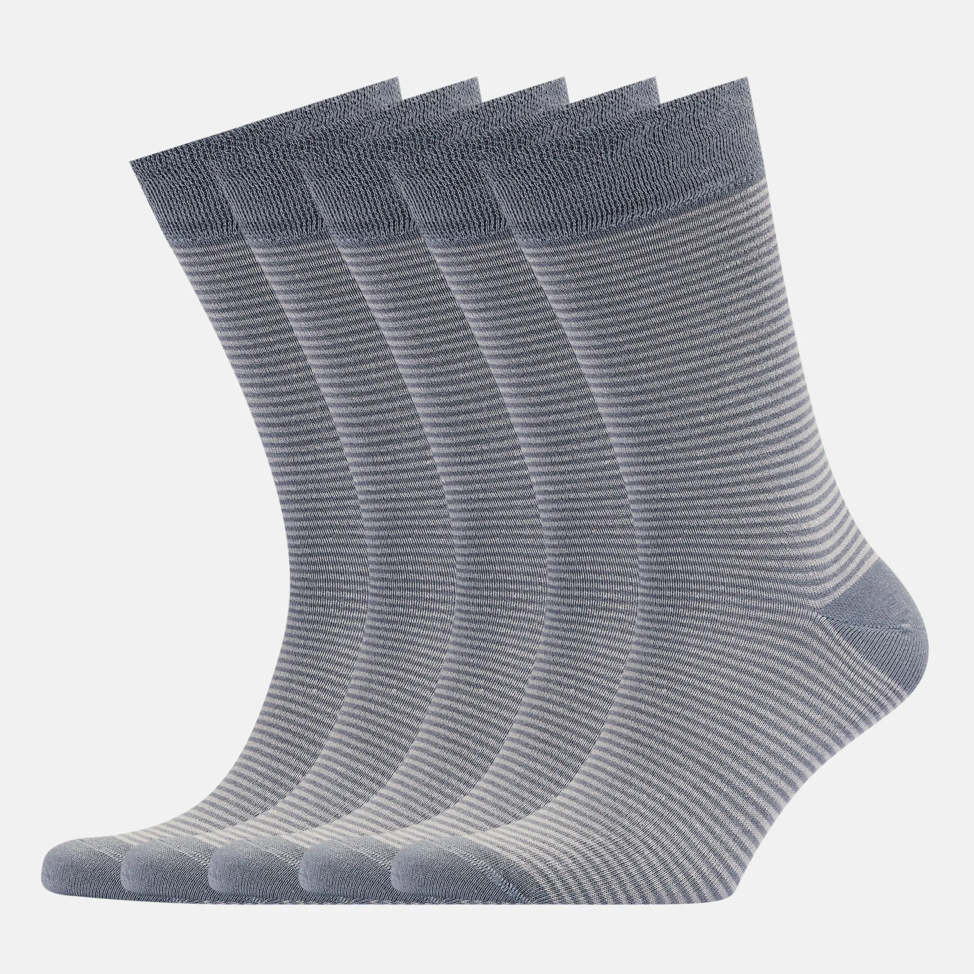 Men's Bamboo Dress Socks • Striped Pack of 1/3/5 Pairs • Ocean Grey