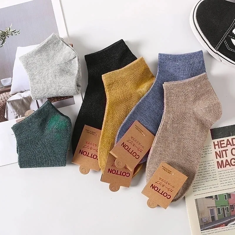 Men's Casual Solid Color Cotton Ankle Socks