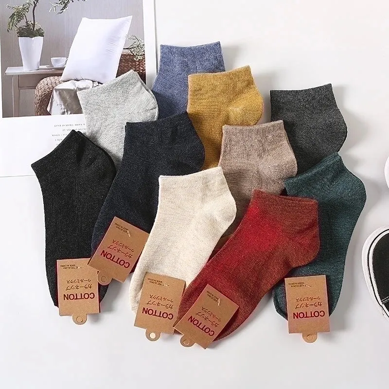 Men's Casual Solid Color Cotton Ankle Socks