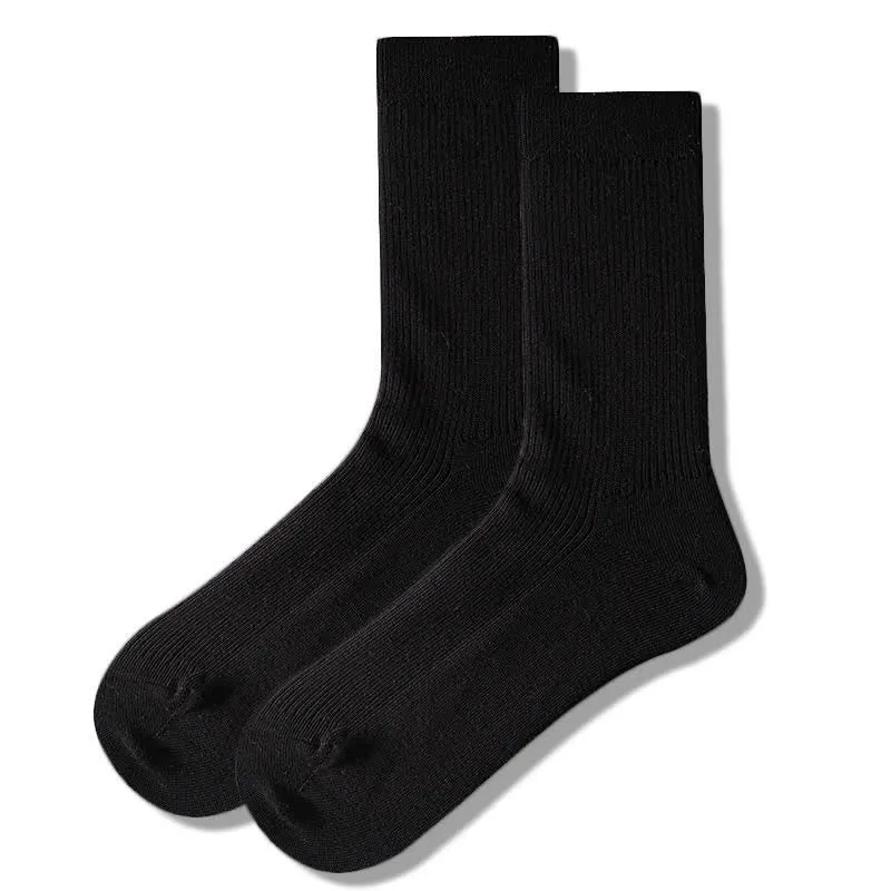 Men's Cozy Solid Color Ribbed Cotton Socks