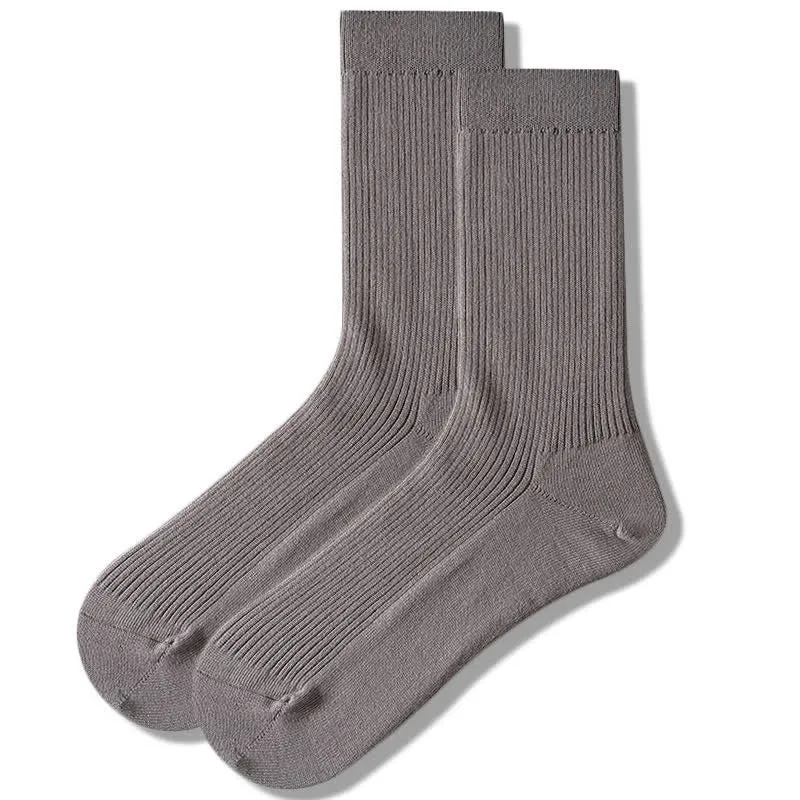 Men's Cozy Solid Color Ribbed Cotton Socks