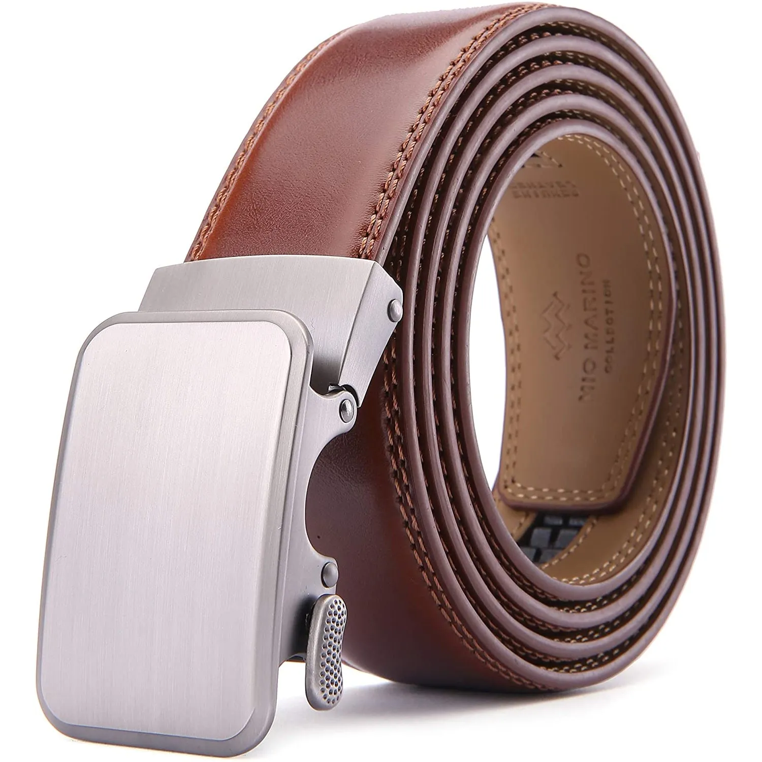 Mens Premium Leather Ratchet  Belt | 1.5” Wide | Dimensional - Burnt Umber