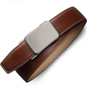 Mens Premium Leather Ratchet  Belt | 1.5” Wide | Dimensional - Burnt Umber