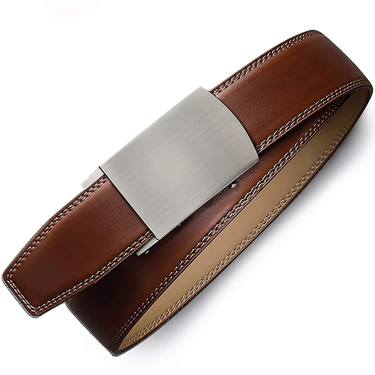 Mens Premium Leather Ratchet  Belt | 1.5” Wide | Loop - Burnt Umber