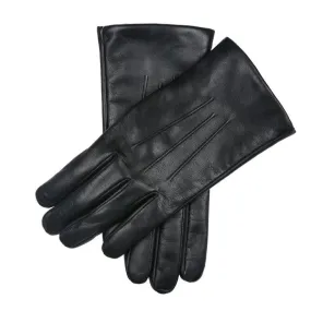 Men’s Touchscreen Three-Point Cashmere-Lined Leather Gloves