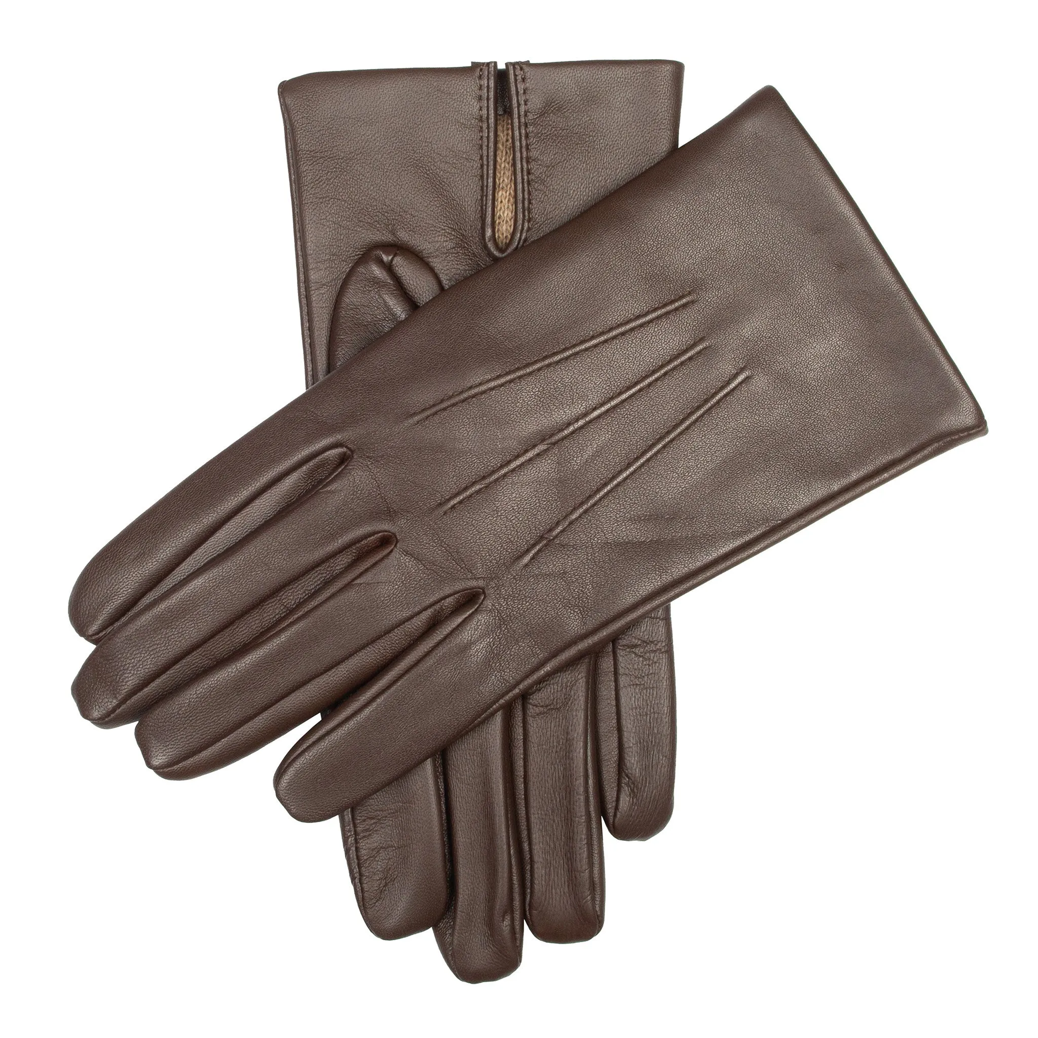 Men’s Touchscreen Three-Point Cashmere-Lined Leather Gloves