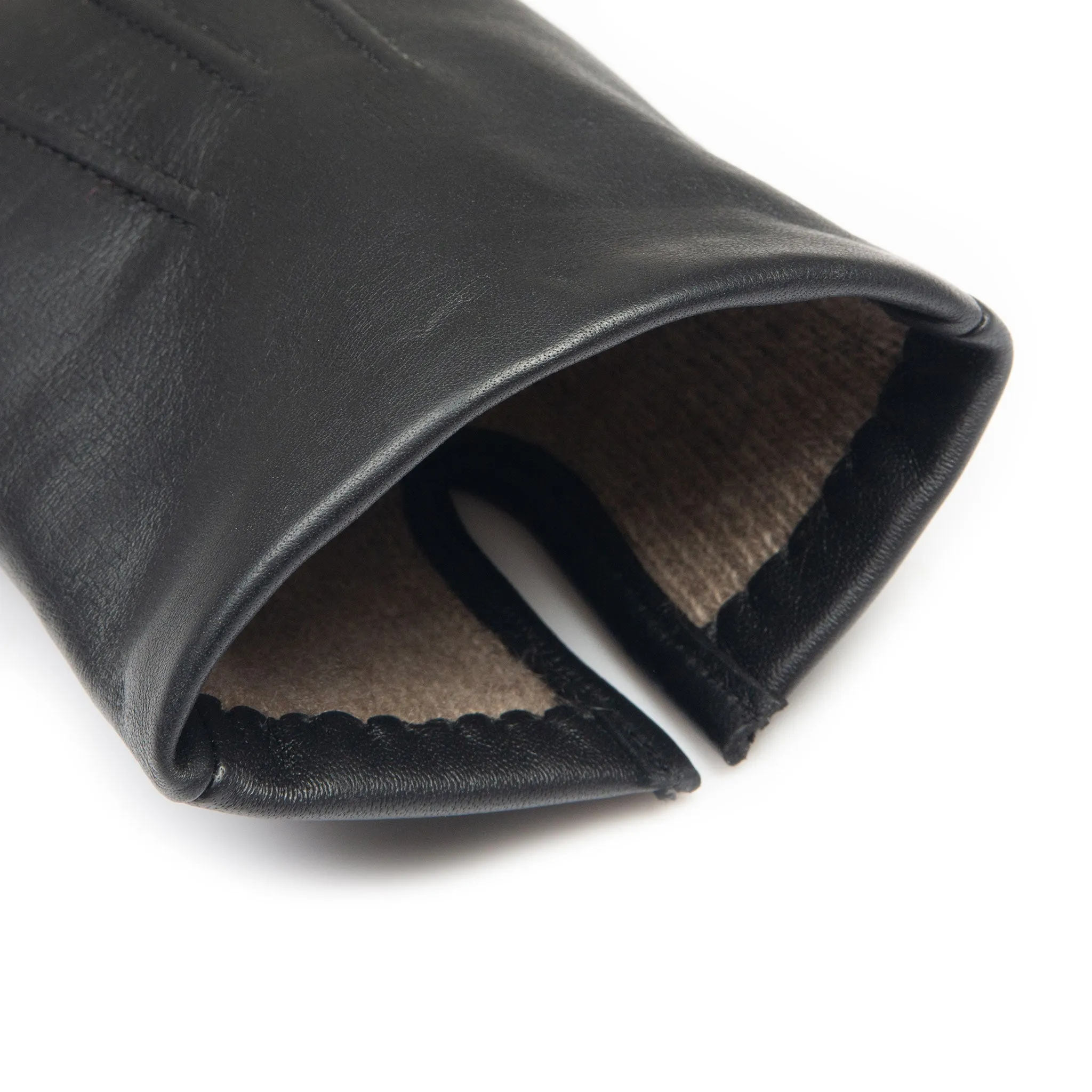 Men’s Touchscreen Three-Point Cashmere-Lined Leather Gloves