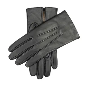 Men’s Touchscreen Three-Point Cashmere-Lined Leather Gloves