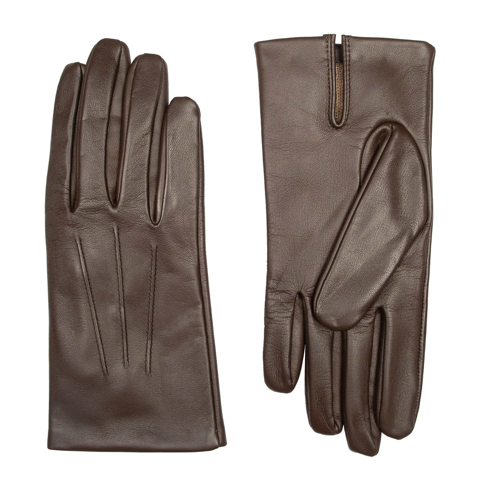 Men’s Touchscreen Three-Point Cashmere-Lined Leather Gloves