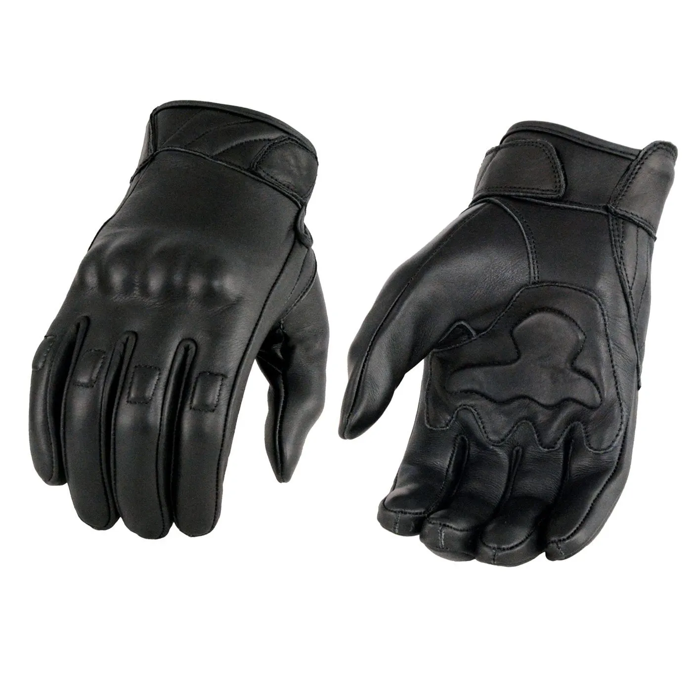 Milwaukee Leather MG7501 Men's Black Leather i-Touch Screen Compatible Gel Palm Motorcycle Gloves W/ Protective Knuckle