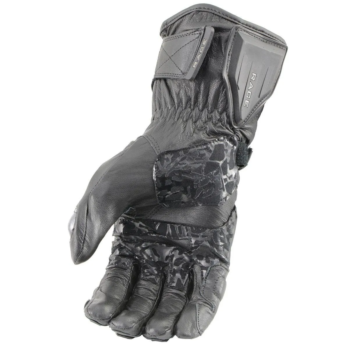 Milwaukee Leather SH717 Men's Black Leather Gauntlet Racing Motorcycle Hand Gloves W/ Hard Knuckle Protection Extra Grip Reinforced Palm