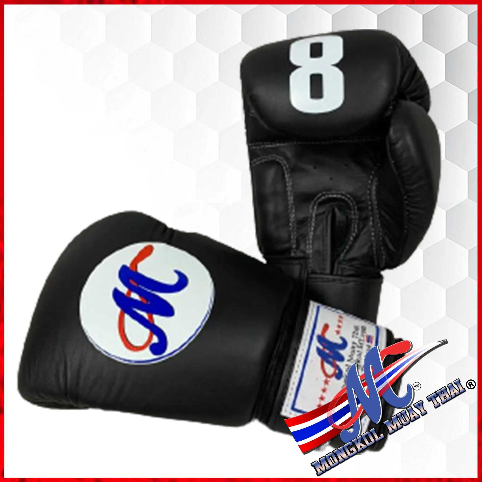 Mongkol Boxing gloves BLACK #8 16 Oz