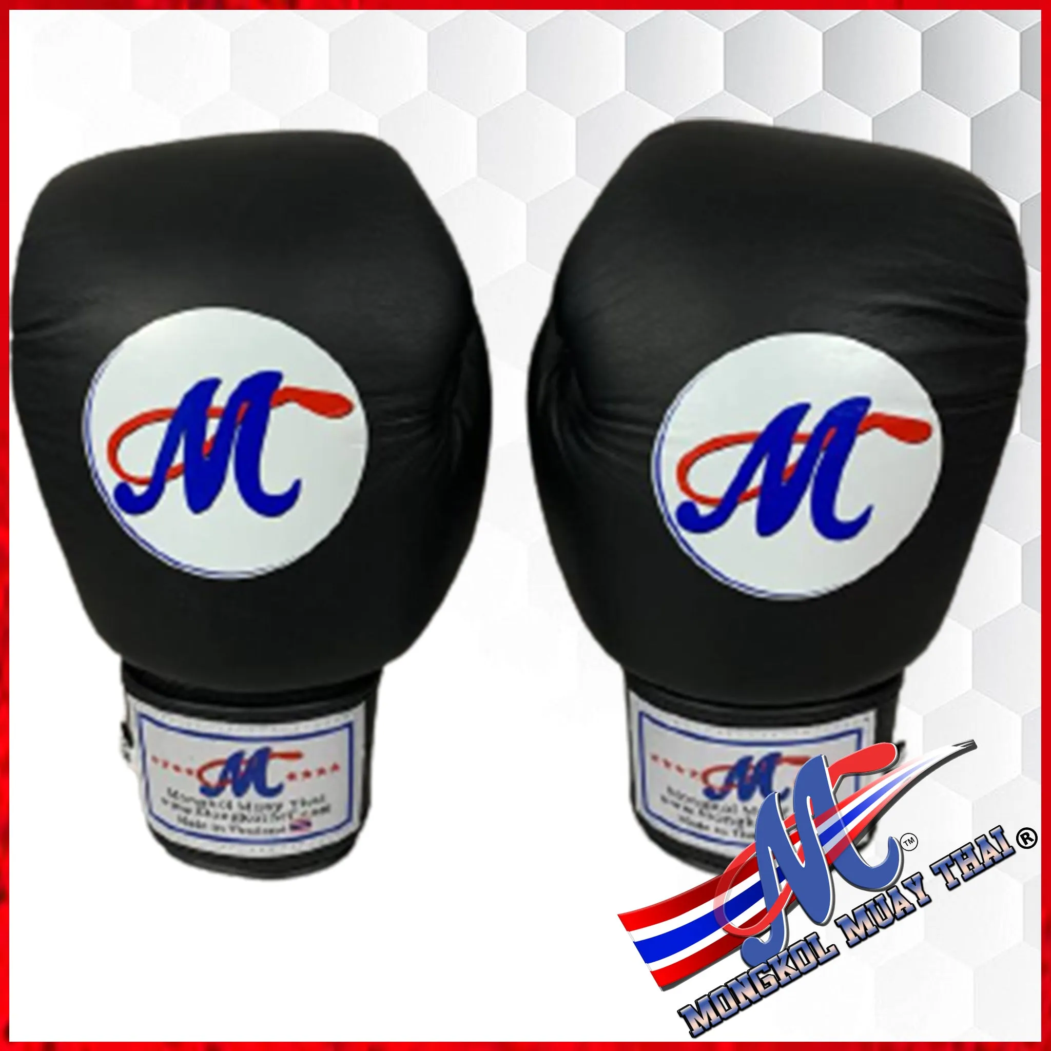 Mongkol Boxing gloves BLACK #8 16 Oz