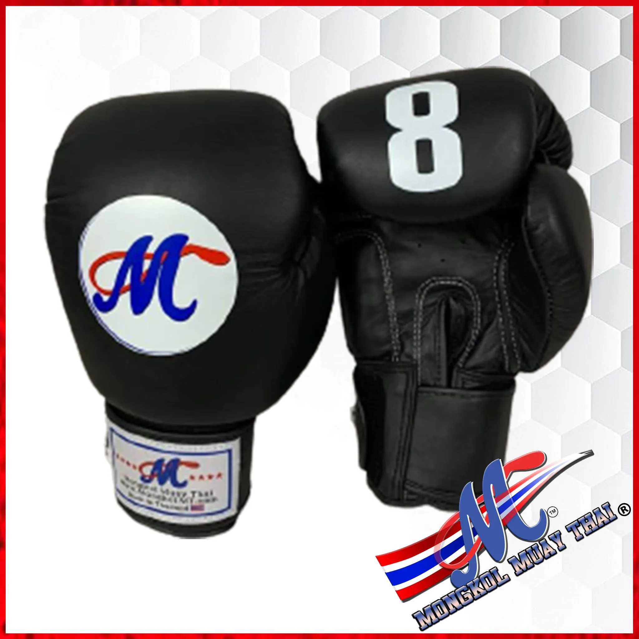 Mongkol Boxing gloves BLACK #8 16 Oz