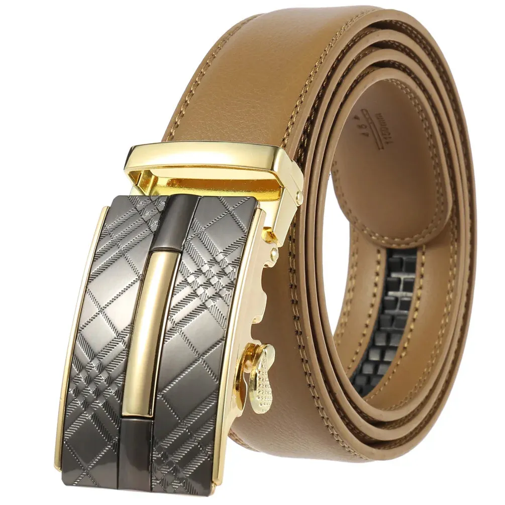 New Men's Belts Metal Automatic Buckle Belt for Men Genuine Leather Luxury Designer Male Belt High Quality Designer Waist Band