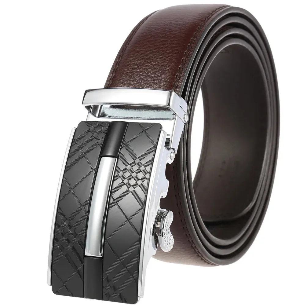 New Men's Belts Metal Automatic Buckle Belt for Men Genuine Leather Luxury Designer Male Belt High Quality Designer Waist Band