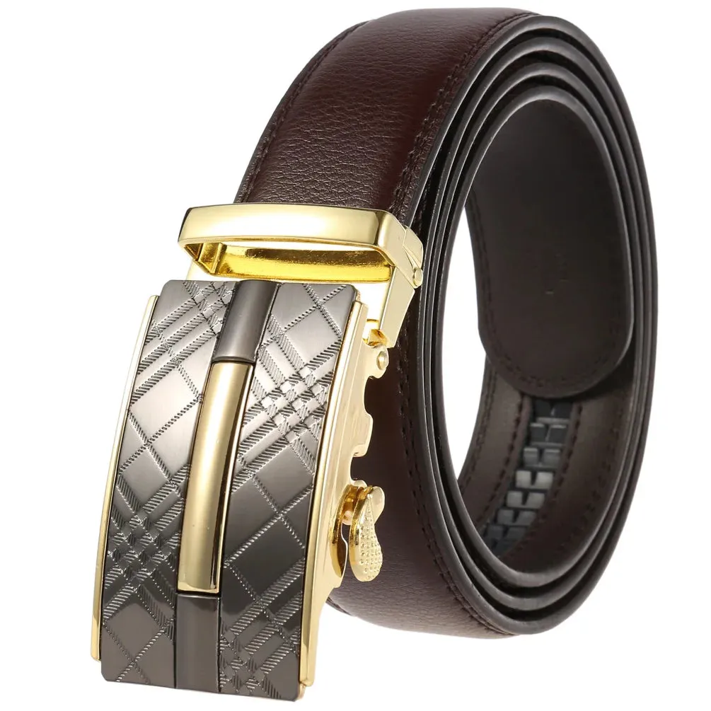 New Men's Belts Metal Automatic Buckle Belt for Men Genuine Leather Luxury Designer Male Belt High Quality Designer Waist Band