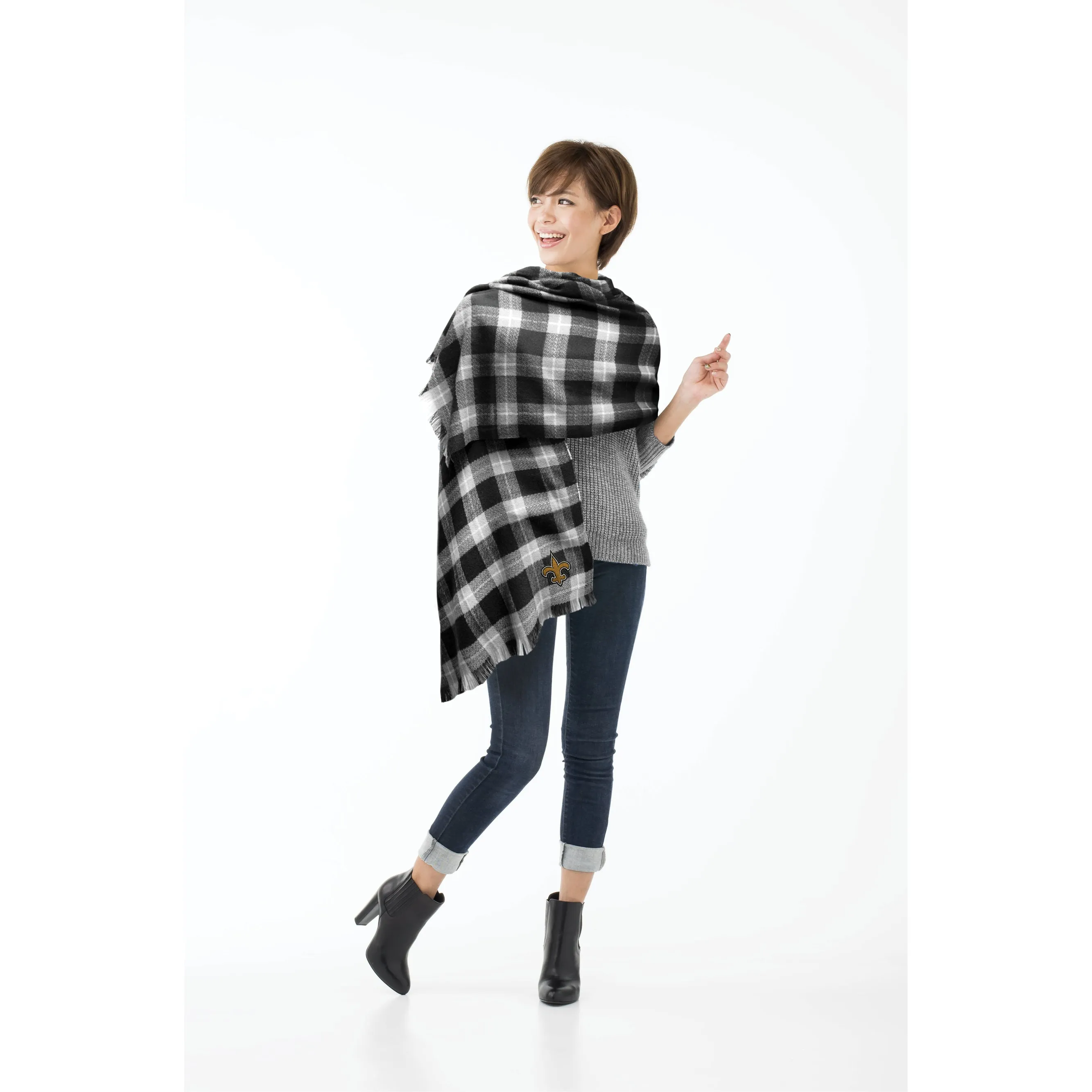 New Orleans Saints Plaid Blanket Scarf