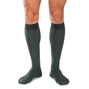 Olive Cotton Over the Calf Dress Socks