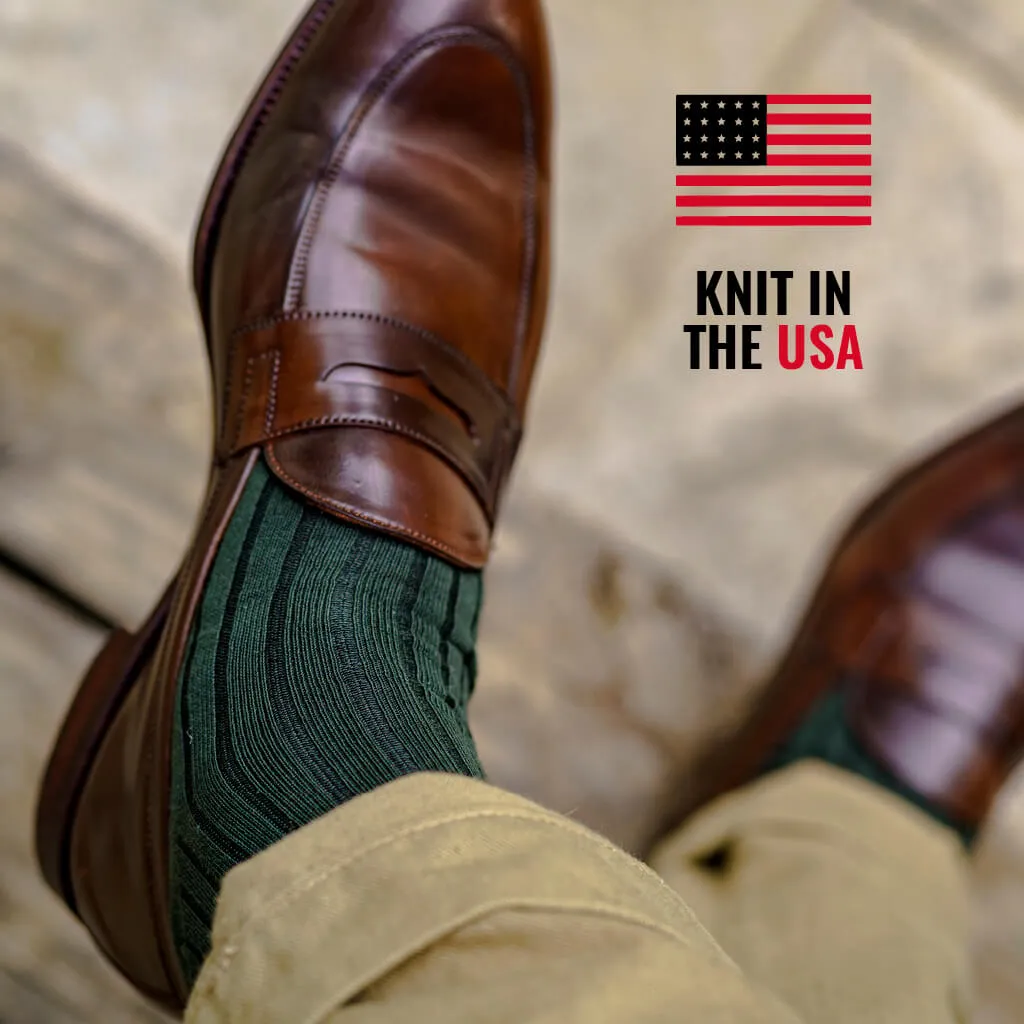 Olive Cotton Over the Calf Dress Socks