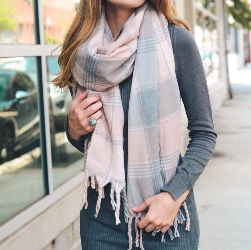 Oversized Flannel Tassel Scarf