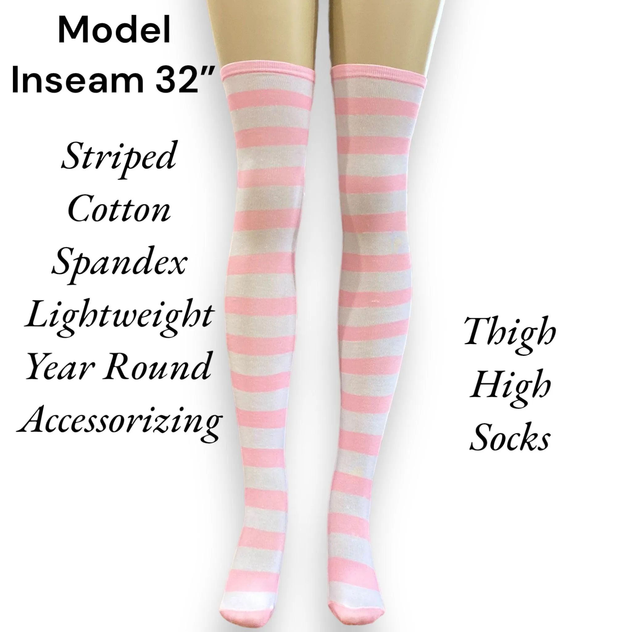 Pink Striped Over Knee Stocking Socks