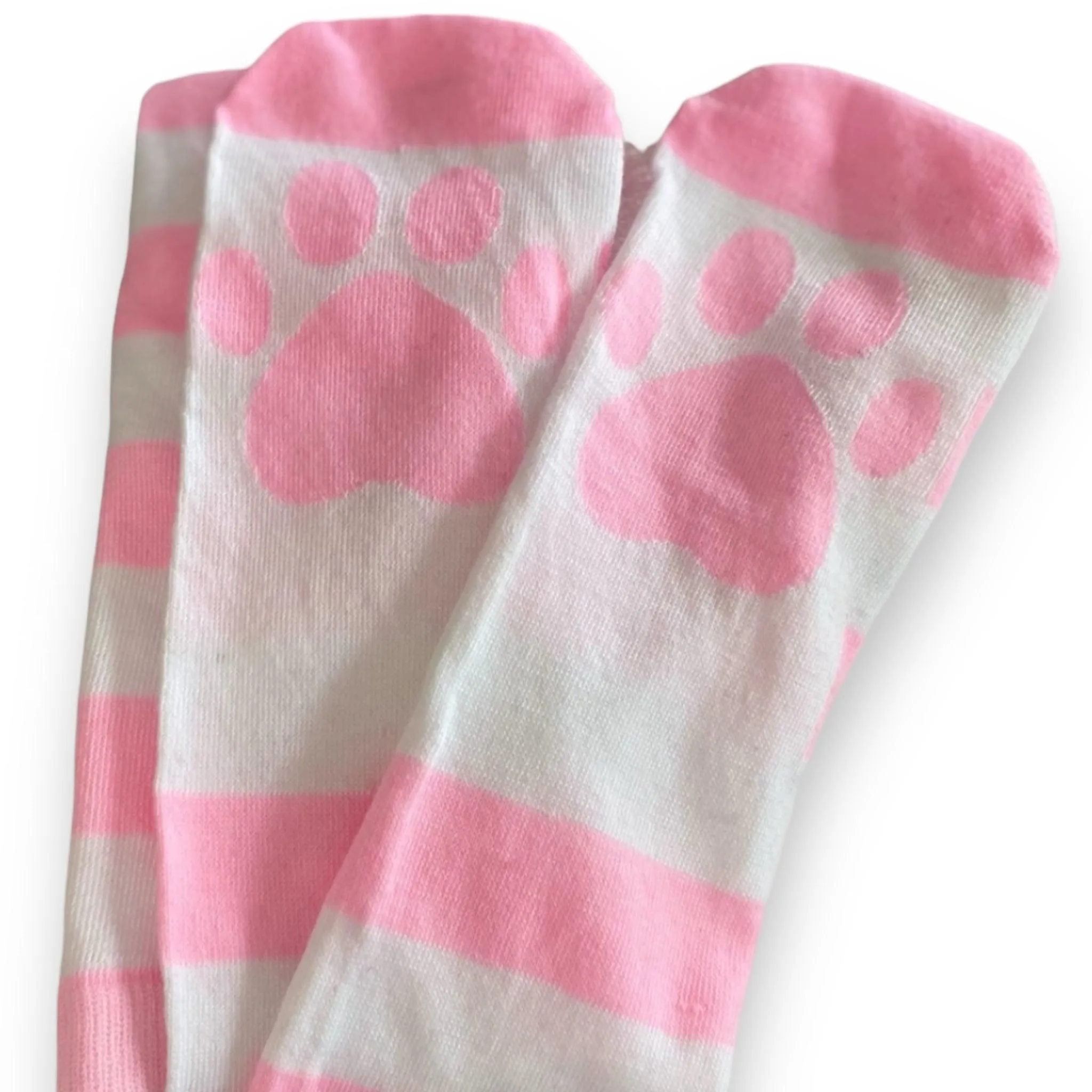 Pink Striped Over Knee Stocking Socks