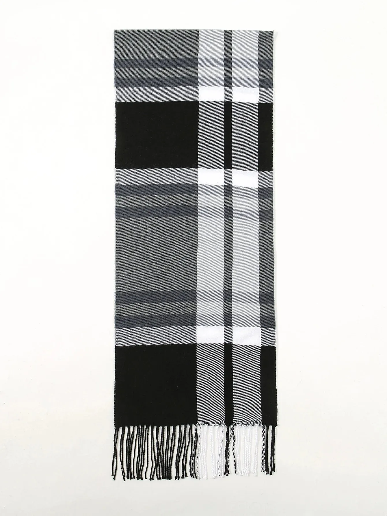 Plaid Print Cashmere Winter Pashmina Scarf with Tassels