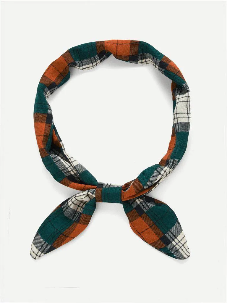 Plaid Print Twilly Scarf