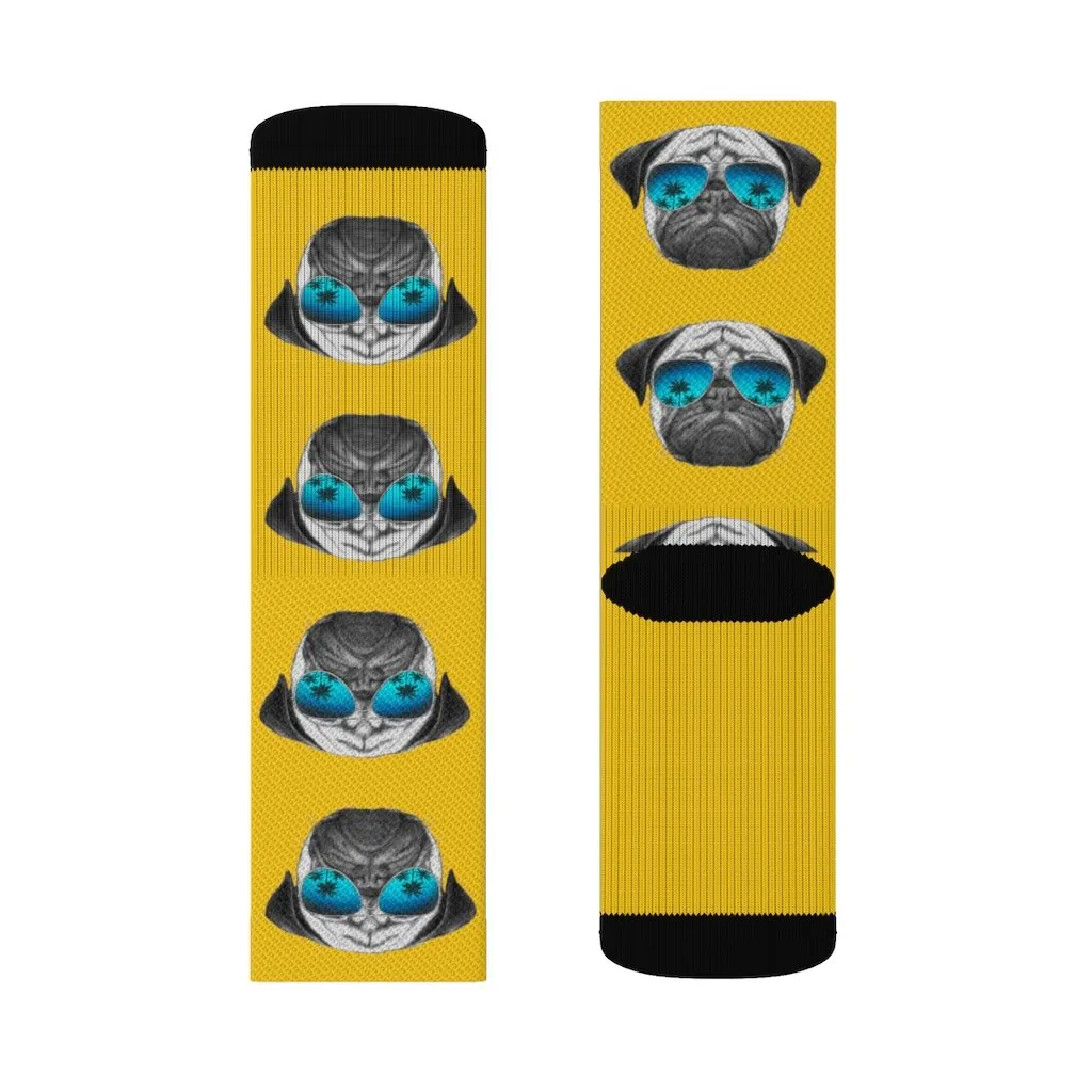 Pug in Sunglasses Fun Novelty Socks - Unisex