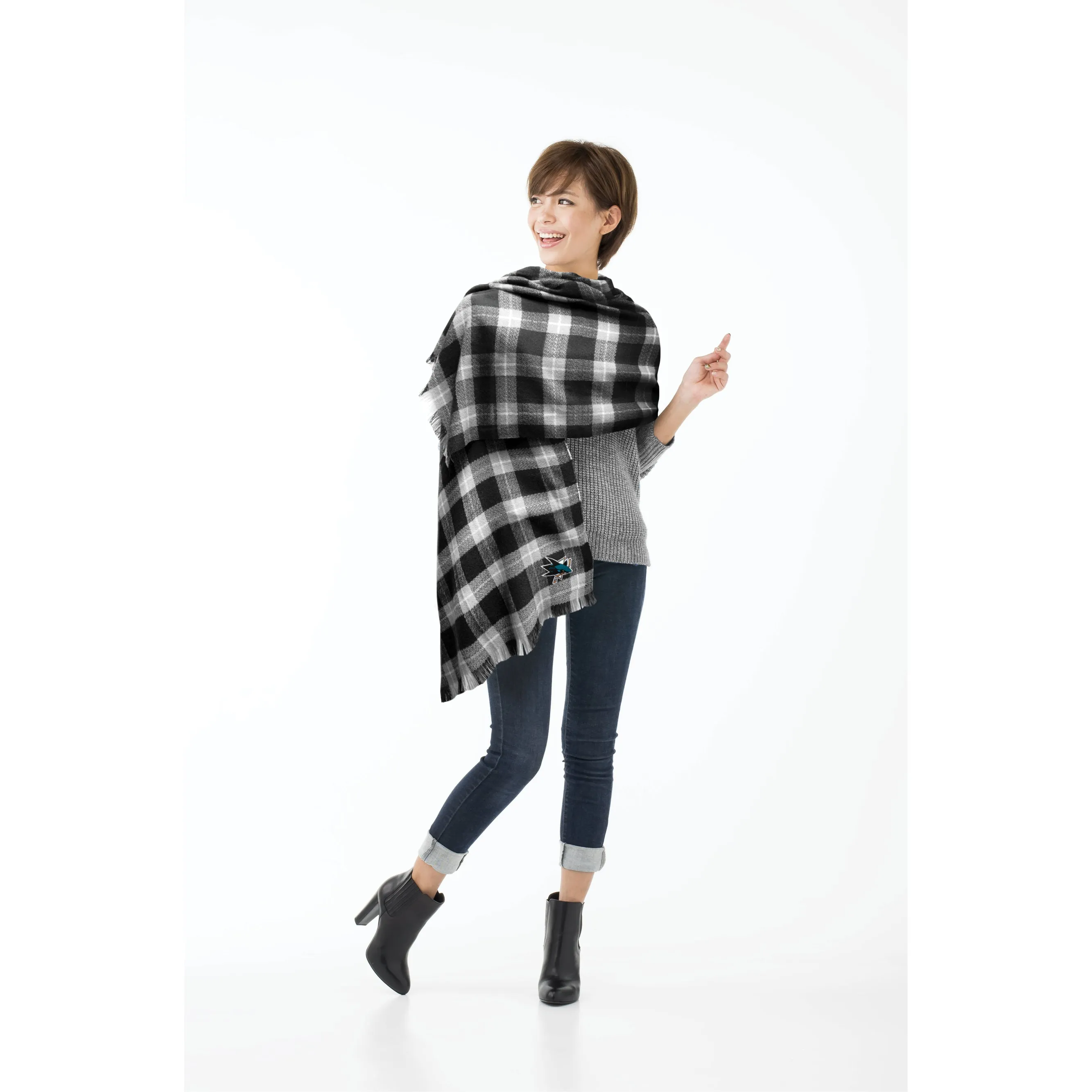 San Jose Sharks Plaid Blanket Scarf