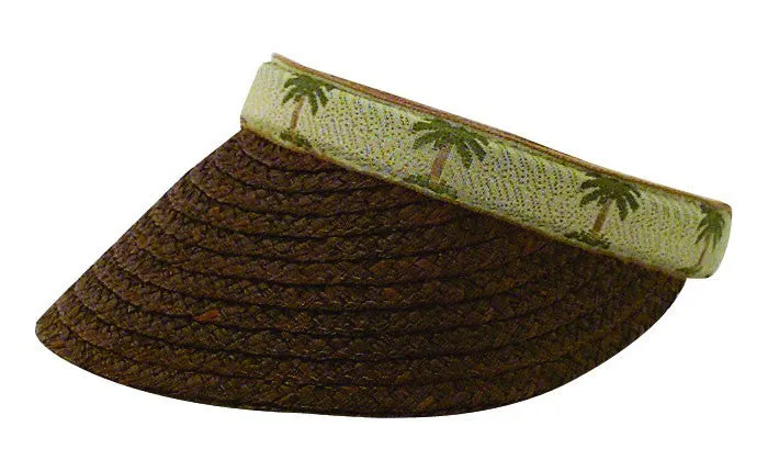 Scala - Raffia Visor with Palm Tree emblems