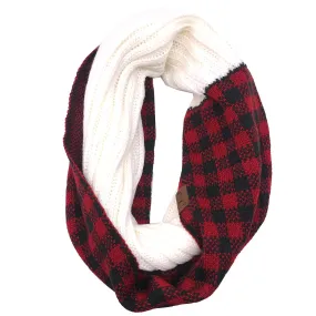 SF-17 BUFFALO PLAID SCARF IVORY RED/BLACK