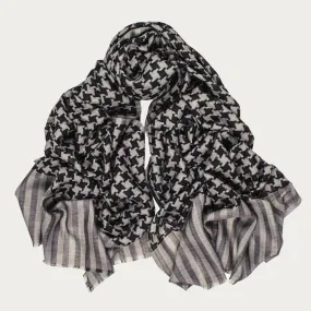 Shaftesbury Houndstooth Wool and Silk Scarf