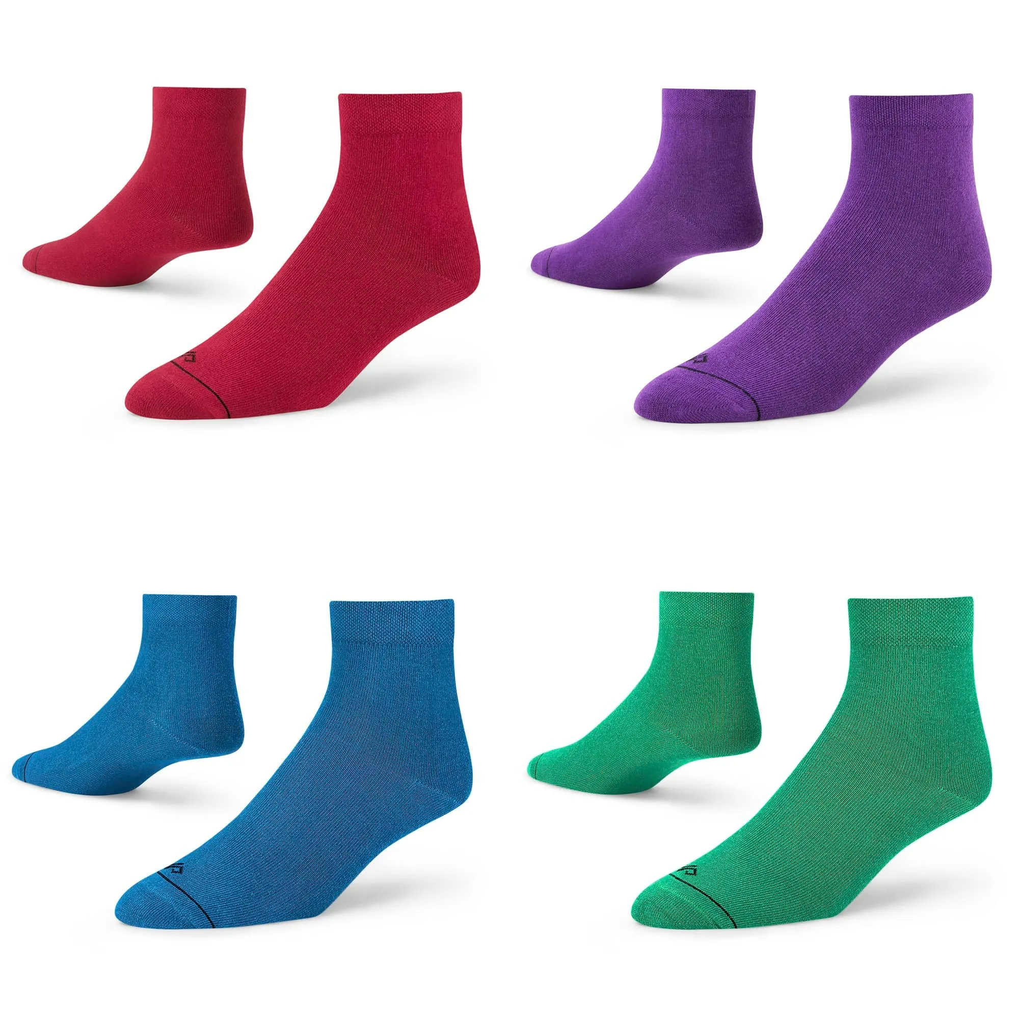 Solid Color Ankle Socks - Pack of 4 Premium Basics