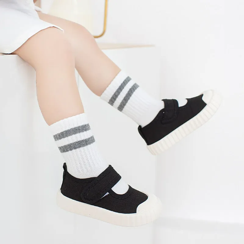 Solid Color Cotton Socks Set For Kids