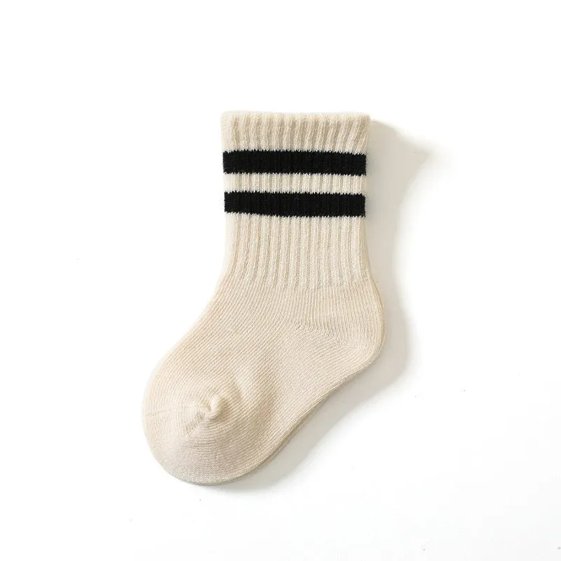 Solid Color Cotton Socks Set For Kids