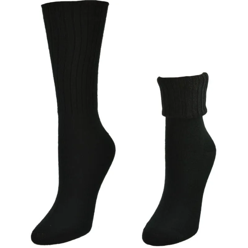 Solid Color Ribbed Crew Turn Cuff Soft Acrylic Socks for Women