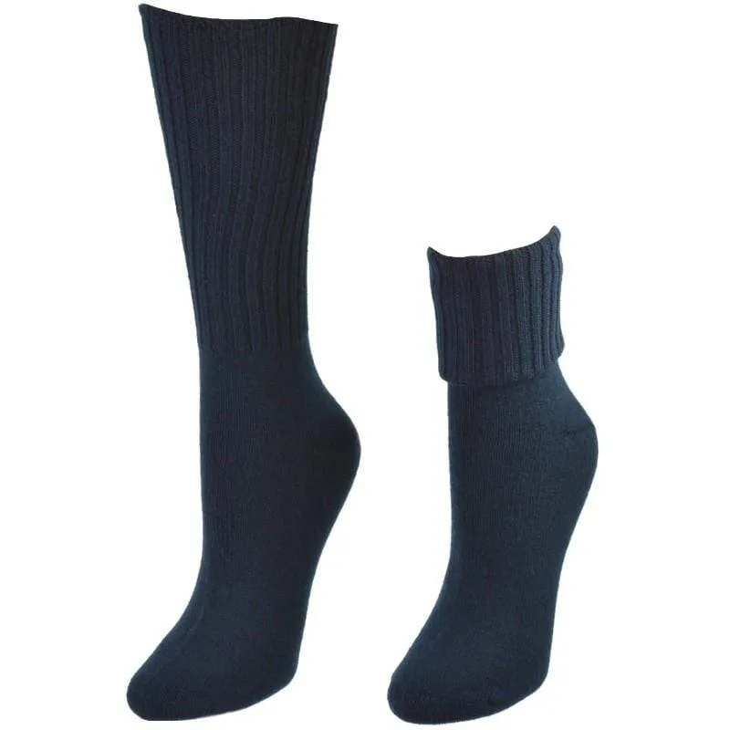 Solid Color Ribbed Crew Turn Cuff Soft Acrylic Socks for Women