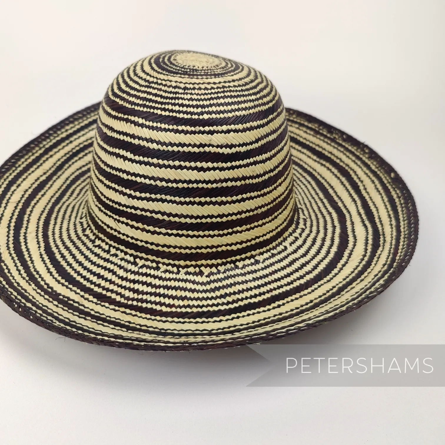 Stripe Vintage Ecuador Panama Straw Capeline Hat Body - 12"